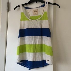 Hollister line green, blue, and white tank top